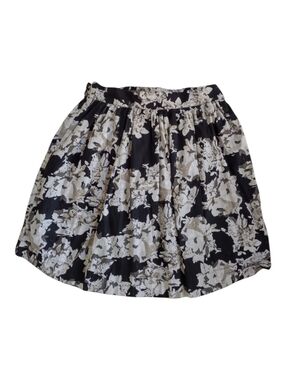 Shade Clothing 100% Cotton Floral Midi Skirt Large Black White Pleated Boho